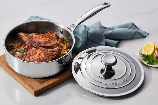 Le Creuset Seared Pork Chops with Mustard Mascarpone Sauce