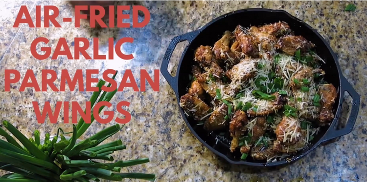 Air Fryer Caribeque Crispy Garlic Parmesan Wings