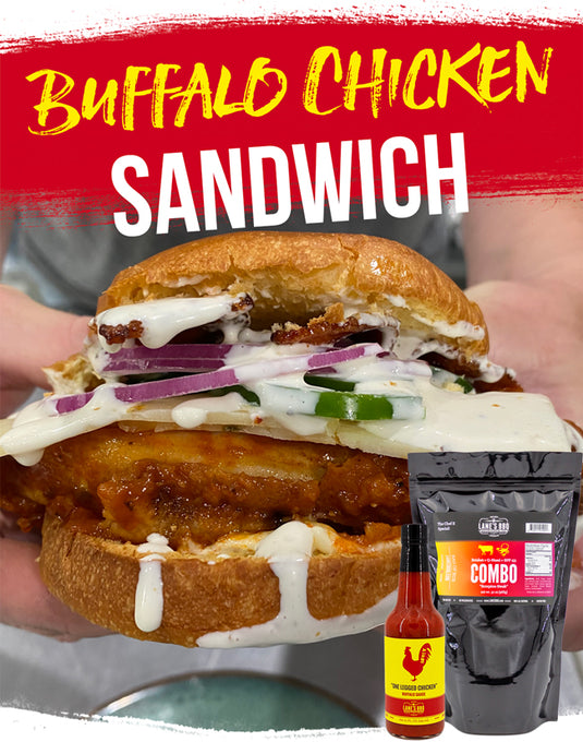 Lanes BBQ Buffalo Chicken Bacon Sandwich with Cubano Dressing
