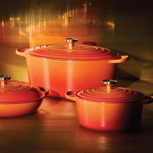 Le Creuset Signature Oval Dutch Oven Flamme Dorée with Crucible Knob