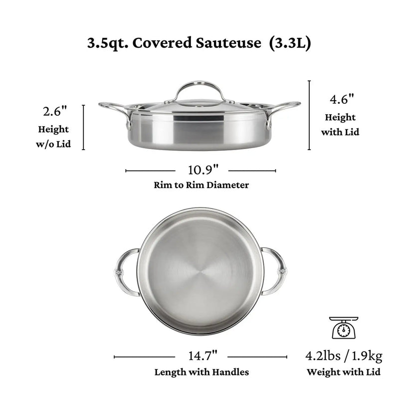 Load image into Gallery viewer, Hestan Probond Professional Clad Stainless Steel Braiser with Lid, 3.5-Quart
