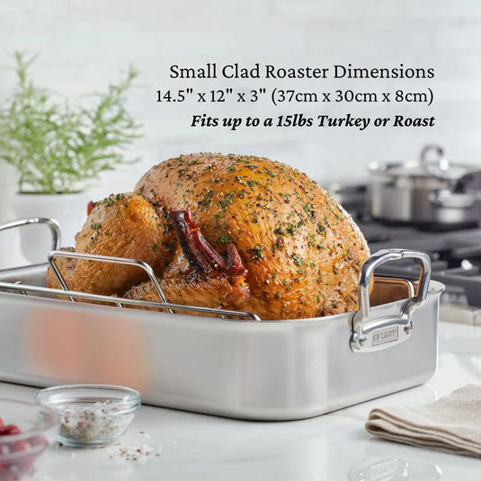 Hestan Provisions 14.5” Small Classic Clad Roaster with Rack