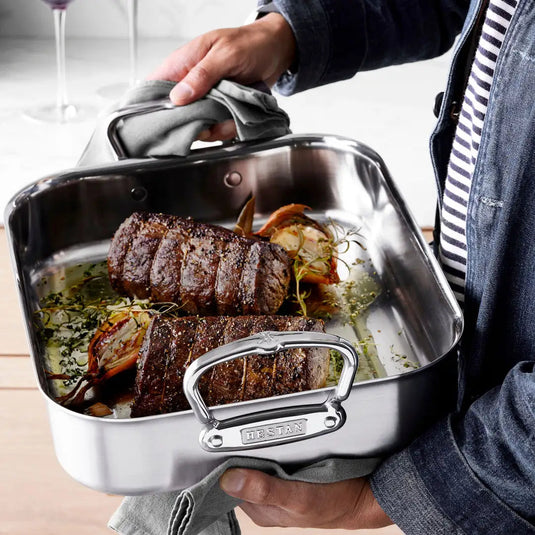 Hestan Provisions 14.5” Small Classic Clad Roaster with Rack
