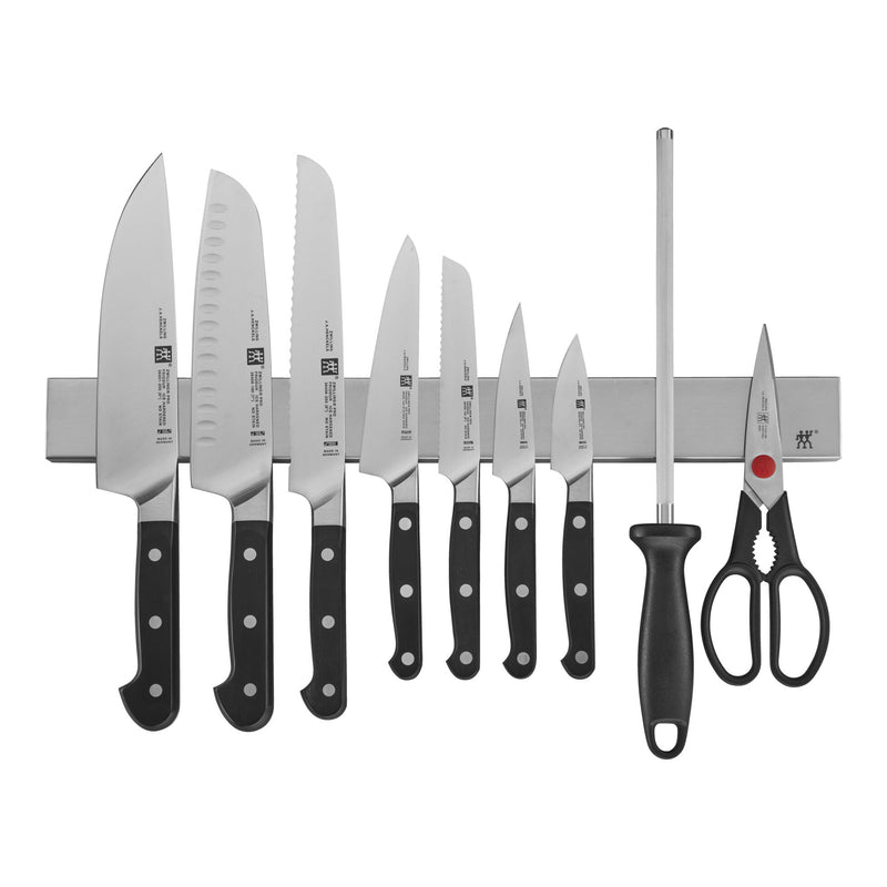 Load image into Gallery viewer, Zwilling Pro 10-pc Knife Set with 17.5" Stainless Magnetic Knife Bar
