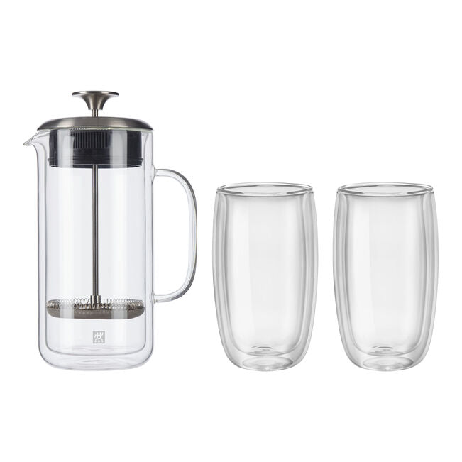 Load image into Gallery viewer, ZWILLING SORRENTO 3-pc French Press and Latte Glass Set

