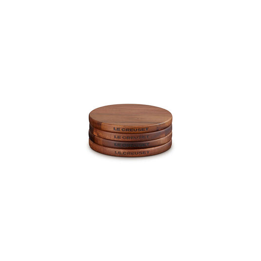Le Creuset Gourmand Collection Petite Magnetic Wooden Trivet, Set of 4