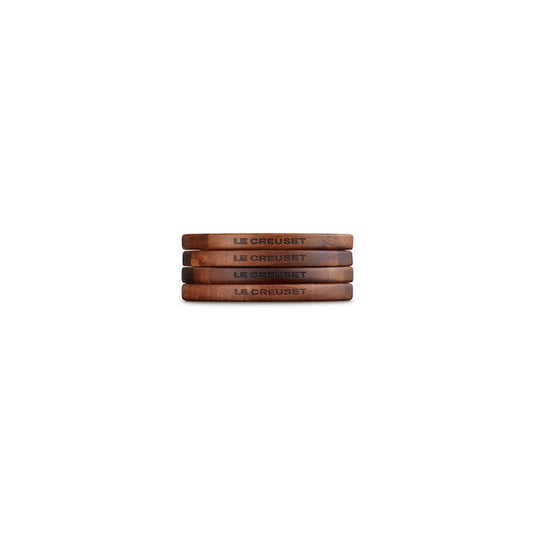 Le Creuset Gourmand Collection Petite Magnetic Wooden Trivet, Set of 4