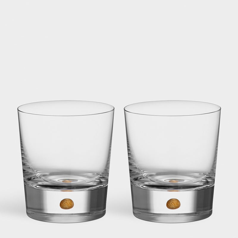 Load image into Gallery viewer, Orrefors Intermezzo Gold Double Old Fashioned Set of 2
