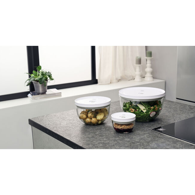 Load image into Gallery viewer, ZWILLING Fresh &amp; Save Vacuum bowl set S/M/L / 6-pc, glass, transparent-white
