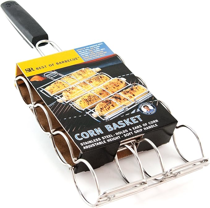 Load image into Gallery viewer, Steven Raichlen Stainless Steel Corn Basket w/ Folding Handle
