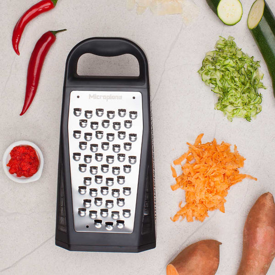 Microplane® Elite Five Blade Box Grater with Measuring Cup