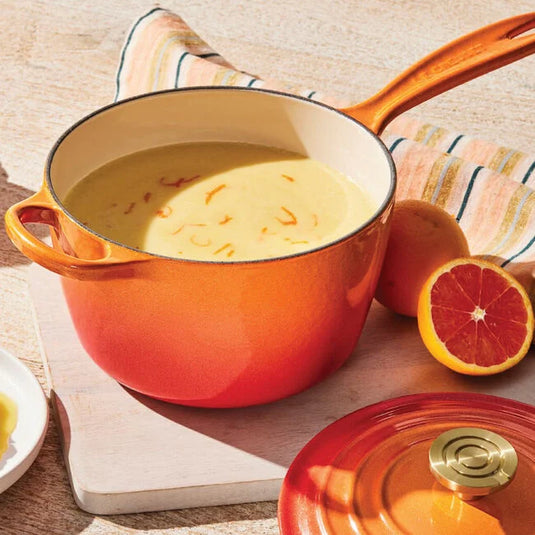 Le Creuset Signature Round Saucepan Flamme Dorée with Crucible Knob