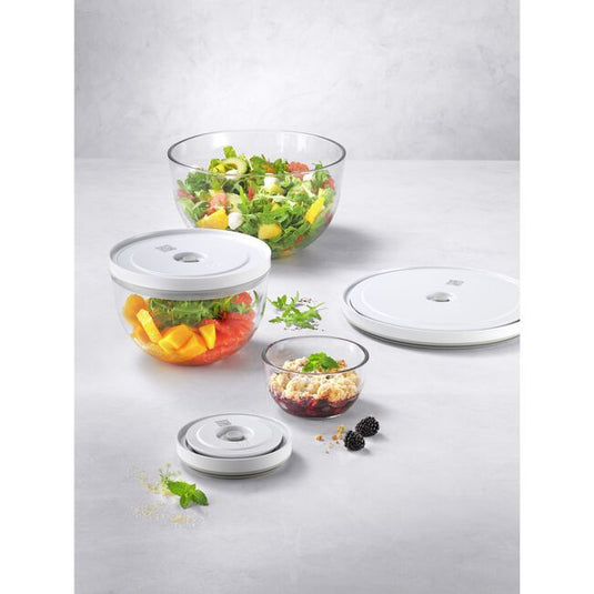 ZWILLING Fresh & Save Vacuum bowl set S/M/L / 6-pc, glass, transparent-white