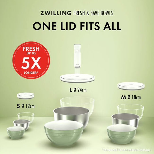 ZWILLING Fresh & Save Vacuum bowl set S/M/L / 6-pc, glass, transparent-white