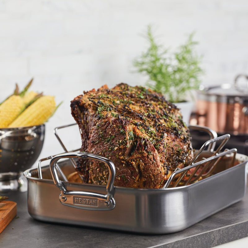 Load image into Gallery viewer, Hestan Provisions 14.5” Small Classic Clad Roaster with Rack
