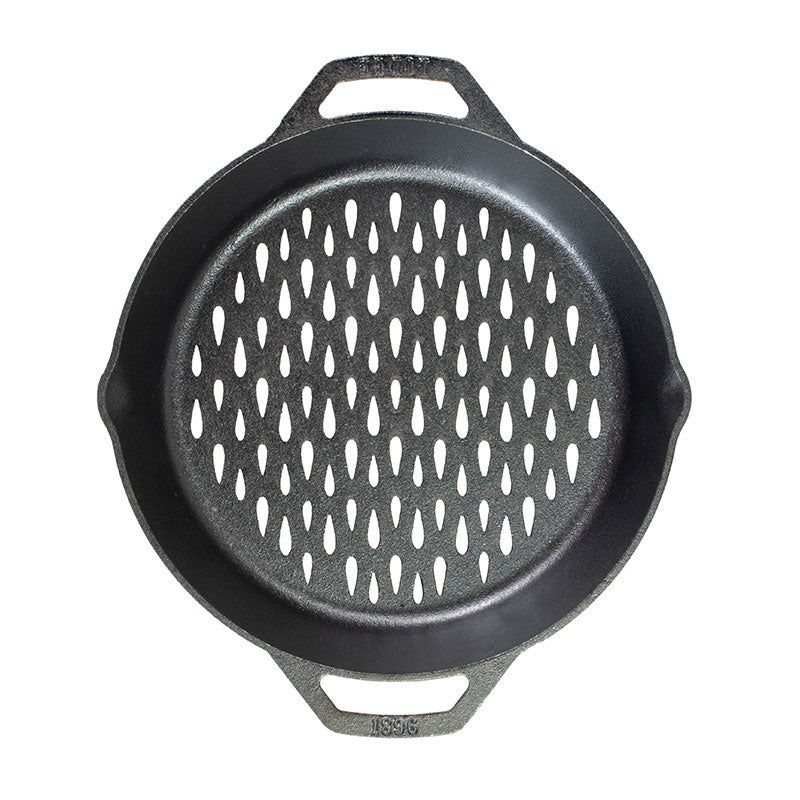 Load image into Gallery viewer, Lodge 12" Seasoned Cast Iron Dual Handle Grilling Basket
