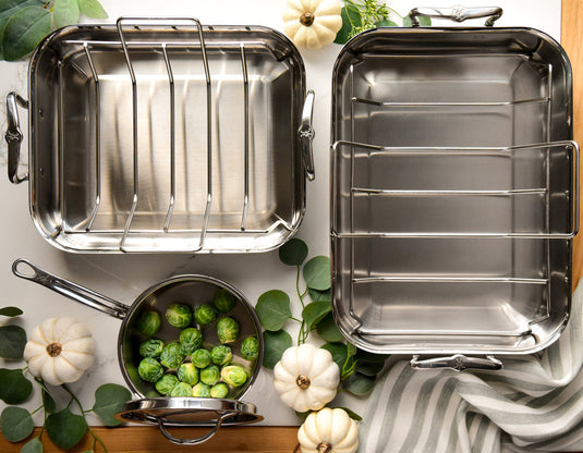 Hestan Provisions 14.5” Small Classic Clad Roaster with Rack