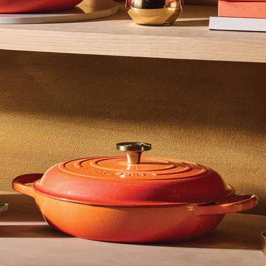 Le Creuset Signature Round Braiser Flamme Dorée with Crucible Knob