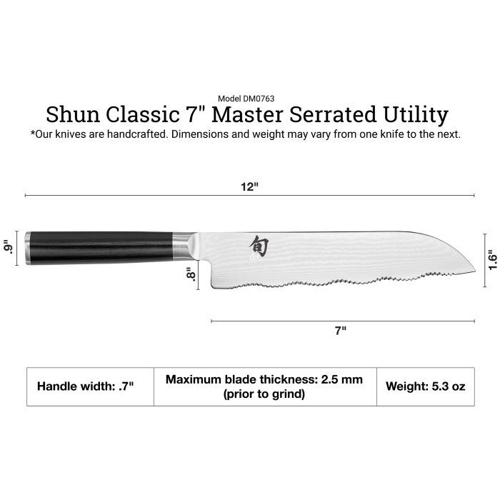 Load image into Gallery viewer, Shun Classic 7" Master Serrated Utility Knife
