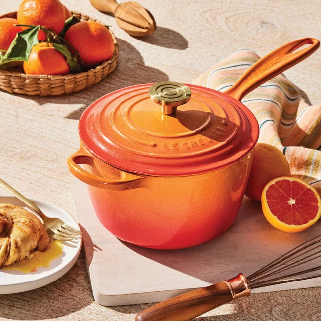 Load image into Gallery viewer, Le Creuset Signature Round Saucepan Flamme Dorée with Crucible Knob

