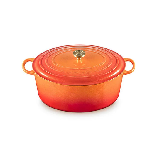 Le Creuset Signature Oval Dutch Oven Flamme Dorée with Crucible Knob