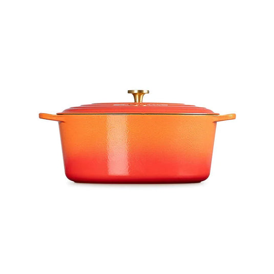 Le Creuset Signature Oval Dutch Oven Flamme Dorée with Crucible Knob