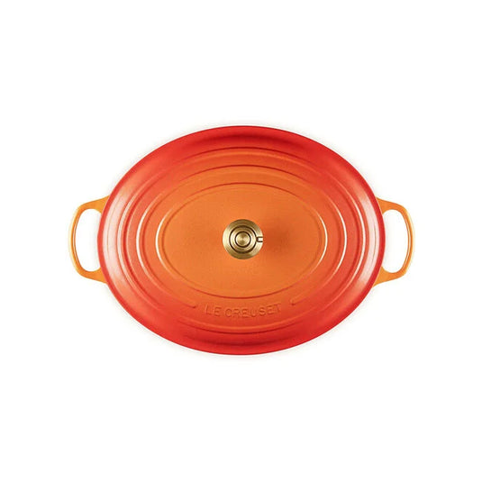 Le Creuset Signature Oval Dutch Oven Flamme Dorée with Crucible Knob