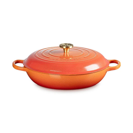 Le Creuset Signature Round Braiser Flamme Dorée with Crucible Knob
