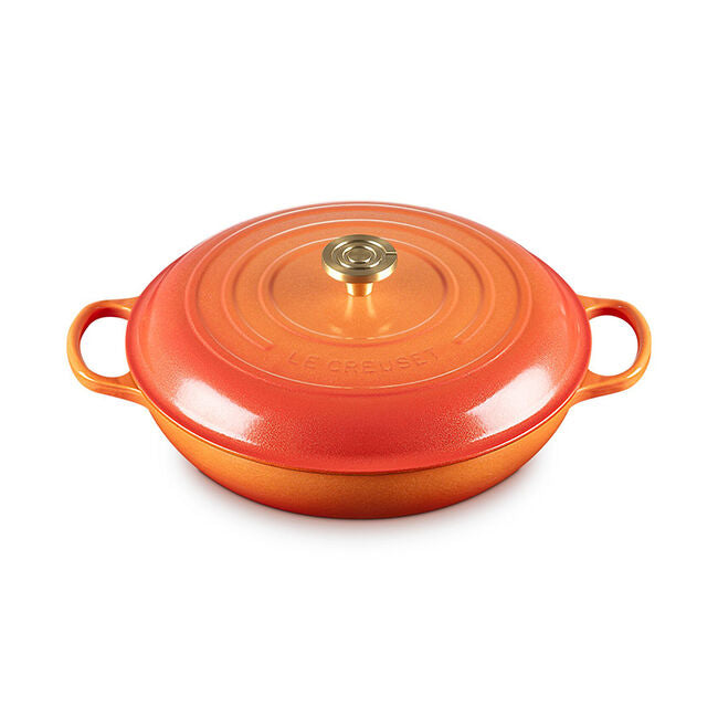 Load image into Gallery viewer, Le Creuset Signature Round Braiser Flamme Dorée with Crucible Knob
