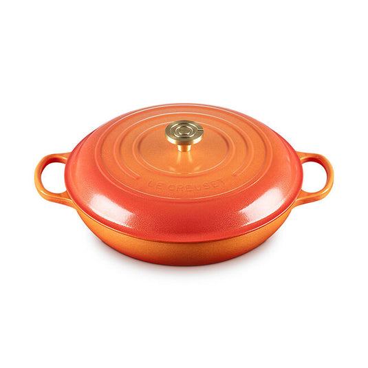 Le Creuset Signature Round Braiser Flamme Dorée with Crucible Knob