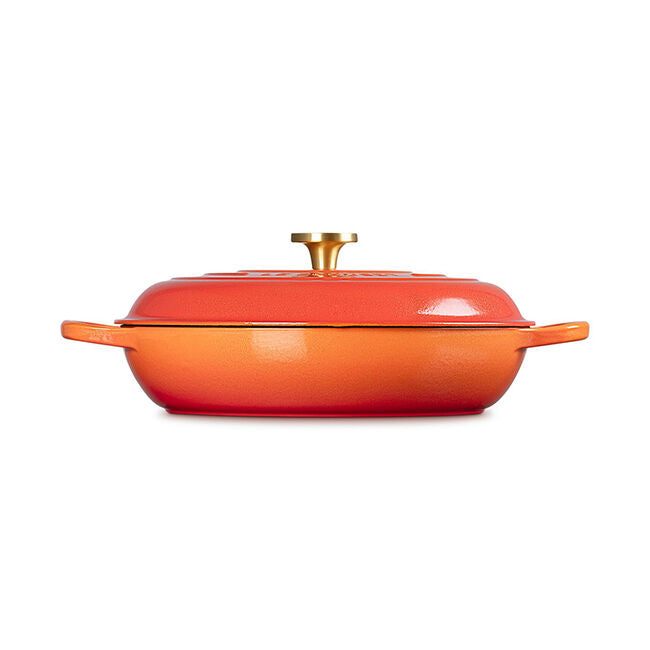 Load image into Gallery viewer, Le Creuset Signature Round Braiser Flamme Dorée with Crucible Knob
