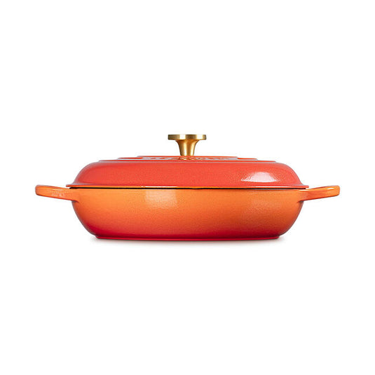 Le Creuset Signature Round Braiser Flamme Dorée with Crucible Knob