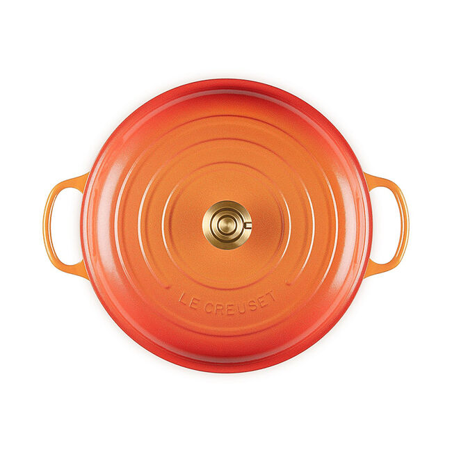 Load image into Gallery viewer, Le Creuset Signature Round Braiser Flamme Dorée with Crucible Knob
