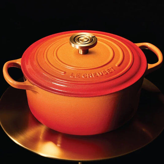Le Creuset Signature Round Dutch Oven Flamme Dorée with Crucible Knob