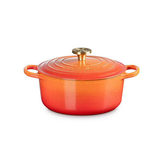 Le Creuset Signature Round Dutch Oven Flamme Dorée with Crucible Knob