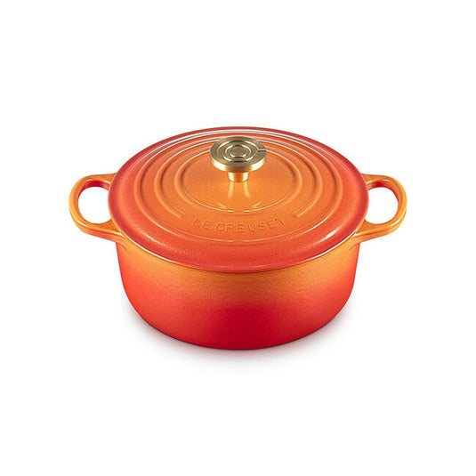 Le Creuset Signature Round Dutch Oven Flamme Dorée with Crucible Knob