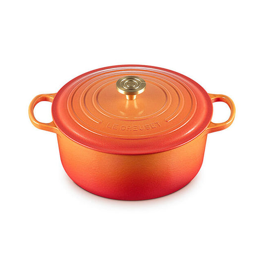 Le Creuset Signature Round Dutch Oven Flamme Dorée with Crucible Knob