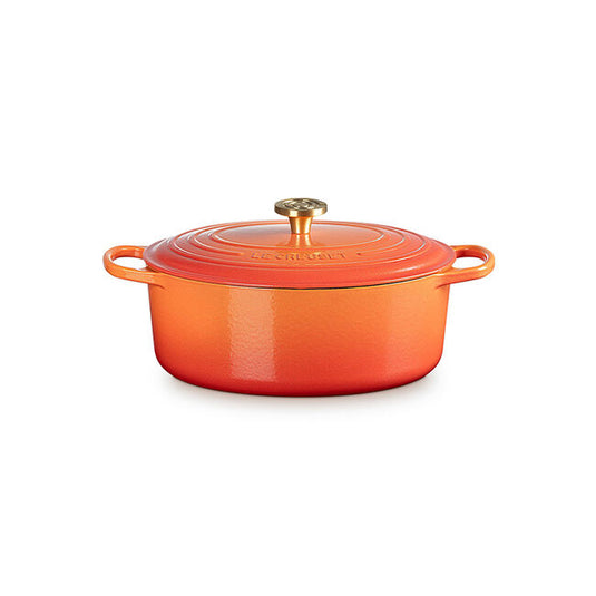 Le Creuset Signature Oval Dutch Oven Flamme Dorée with Crucible Knob