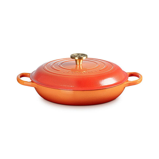 Le Creuset Signature Round Braiser Flamme Dorée with Crucible Knob