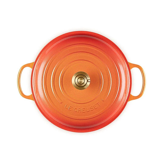 Le Creuset Signature Round Braiser Flamme Dorée with Crucible Knob