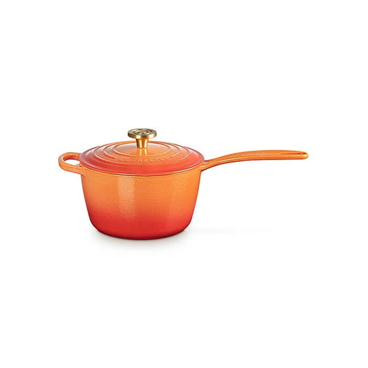Le Creuset Signature Round Saucepan Flamme Dorée with Crucible Knob