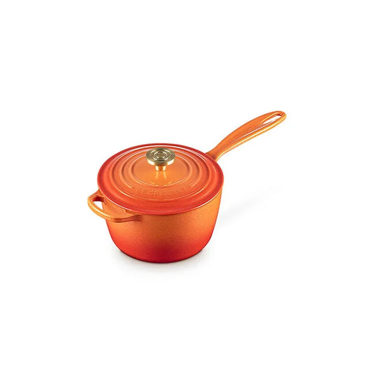 Le Creuset Signature Round Saucepan Flamme Dorée with Crucible Knob