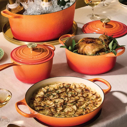 Le Creuset Signature Round Saucepan Flamme Dorée with Crucible Knob
