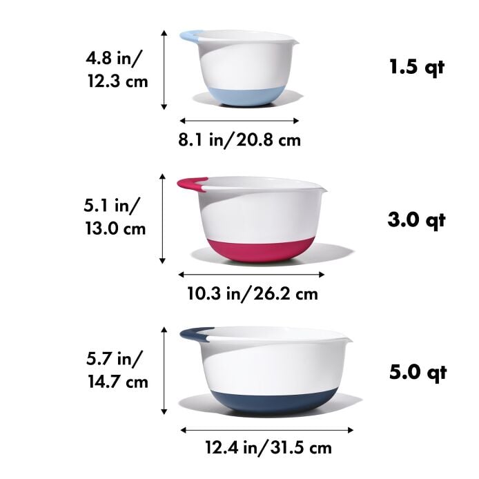 Load image into Gallery viewer, OXO Good Grips 3 Piece Mixing Bowl Set with New Colored Handles
