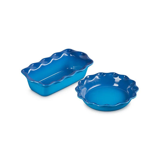 Le Creuset Heritage Pie Dish and Fluted Loaf Pan Set