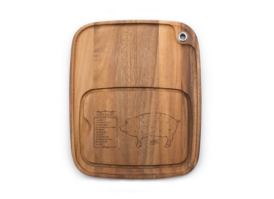 Ironwood Acacia Wood Pig Engraved BBQ Plate 28101E334