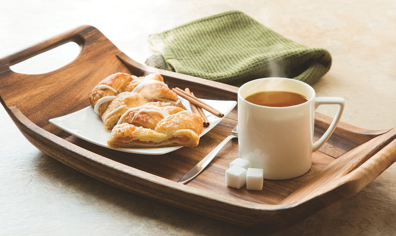 Load image into Gallery viewer, Ironwood Acacia Wood Norwegian Saddle Tray 28337
