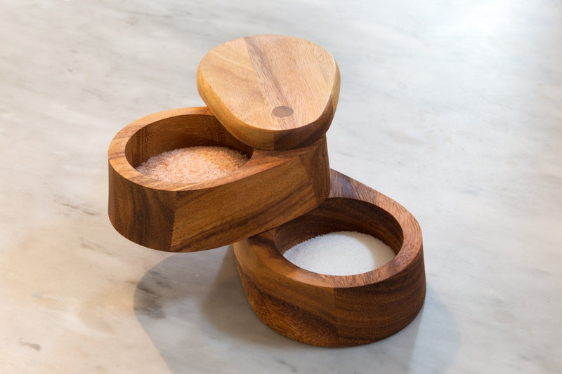 Load image into Gallery viewer, Ironwood Acacia Wood Gourmet Himalayan Double Salt Cellar 28577

