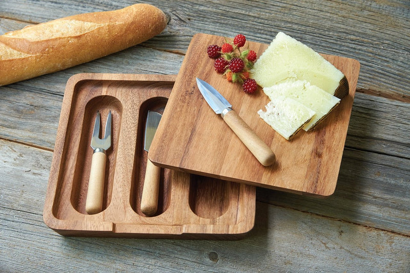 Load image into Gallery viewer, Ironwood Acacia Wood Gourmet Cheese Board and Knife Set 28681
