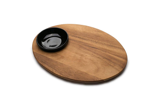 Ironwood Acacia Wood Bread Board W/Dipping Bowl 28147